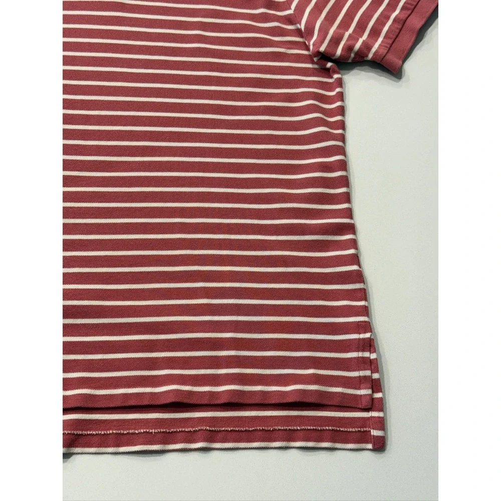 Polo Ralph Lauren Mens XL Red White Striped Cotton Golf Polo Shirt RN 41381